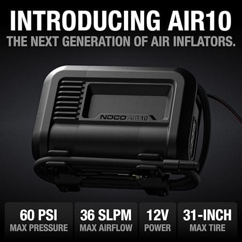 NOCO AIR10 UltraFast 10A Tire Inflator, 12V Portable Air Compressor Pump, Rated at 60 PSI, Inflates Tires from 0-40 PSI in 3.8 Minutes with a Digital Gauge, Smart Pressure and Auto-Shutoff