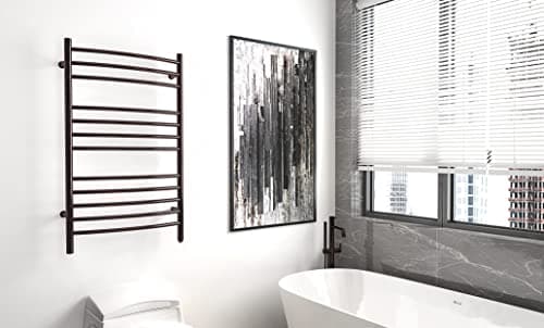 HEATGENE Towel Warmer Venetian Bronze, Electric Hot Towel Rails, Wall-Mounted Large 12 Bars Warming Towel Racks, Plug-in/Hardwired Heated Towel Rails