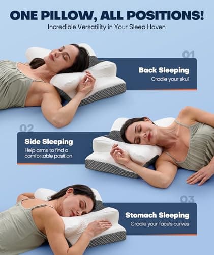 Sleep Doctor Approved Cervical Neck Pillow for Sleeping, Ergonomic Contour Side Sleeper Pillows for Adults, Cooling Orthopedic Pillow for Pain Relief Support, Memory Foam Pillows Back Stomach Sleepers