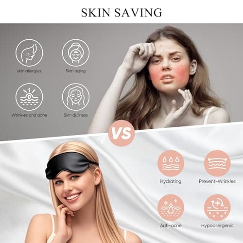 100% Mulberry Silk Pillowcase 22 Momme (SGS Certified) with Free Silk Eye Mask - Luxury Gift-Ready Folded Packaging, Cooling Pillow Cover for Hair & Skin Care (White, Standard (1 Pack))