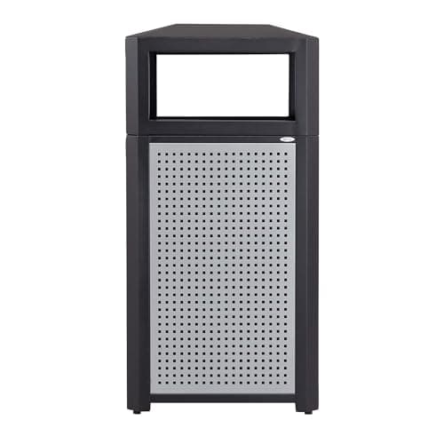 Safco Evos Steel Trash Can, 38 Gallons, Indoor and Outdoor Use, Commercial Garbage Can with Plastic Liner