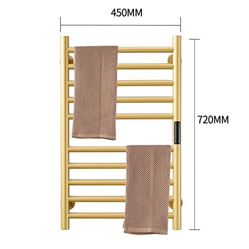 Gold Heated Towel Warmer Radiator Bathroom Accessories, Built-in Timer Temperature Control 10 Bars Electric Heated Towel Racks for Bathroom, Stainless Steel Towel Warmer Drying Rack, (Hardwired)