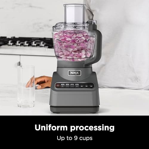 Ninja Food Processor, Professional Plus, 1000 Peak Watts, 4 Functions for Chopping, Slicing, Purees & Dough with 9-Cup Processor Bowl, 3 Blades, Food Chute & Pusher, Silver, BN601