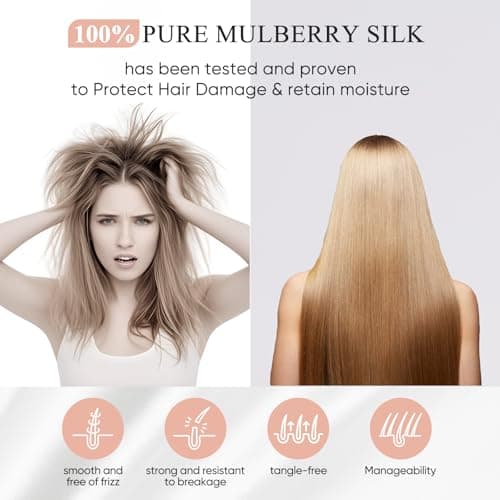 100% Mulberry Silk Pillowcase 22 Momme (SGS Certified) with Free Silk Eye Mask - Luxury Gift-Ready Folded Packaging, Cooling Pillow Cover for Hair & Skin Care (White, Standard (1 Pack))