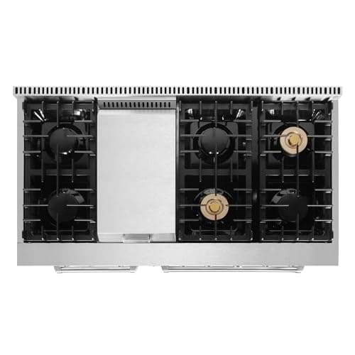 Cosmo COS-DFRL486GK 48 in. Lumin Collection 6.7 cu. ft. Double Oven Dual Fuel Range with 6 Sealed Burners, Rapid Convection, Stainless Steel