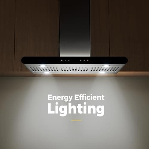Empava 36 Inch Island Range Vent Hood Ceiling-Mount, Convertible Ducted/Ductless, 3-Speed Touch Control Timer, Stainless Steel Baffle, 4 LED Lights (Charcoal Filters Sold Separately)