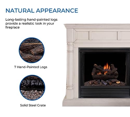 Duluth Forge DLS-18R-2 Dual Fuel Ventless Fireplace Logs Set with Remote Control, Use with Natural Gas or Liquid Propane, 30000 BTU, Heats up to 1000 Sq. Ft, Stacked Red Oak, 18 Inches
