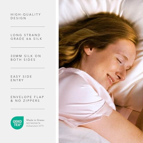 Fishers Finery 30mm 100% Pure Mulberry Silk Pillowcase 2 Pack, Good Housekeeping Quality Tested (White, Queen, 2 Pack)