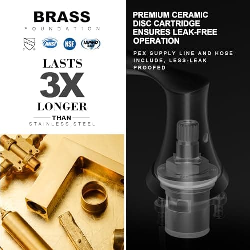 8 Inch Two Handle Bathroom Faucet Widespread Oil Rubbed Bronze, Oakland Bronze Bathroom Faucet for Sink 3 Hole Brass Lavatory Faucet Lead-Free with Pop Up Drain Supply Line, KSB8232