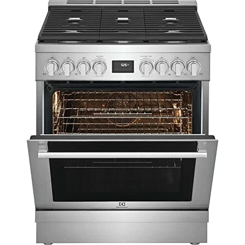 Electrolux ECFD3068A 30 Inch Wide 4.6 Cu. Ft. Free Standing Dual Fuel Range with Dual Brass Power Burners - Stainless Steel