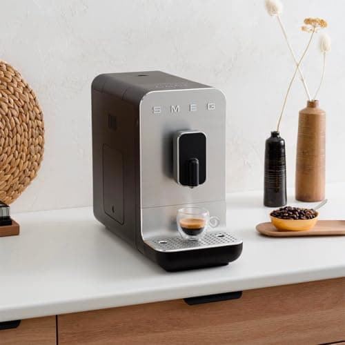 Smeg NEW BCC11BLMUS Fully Automatic Espresso Machine,3 preset buttons for Espresso Cappuccino and Coffee Adjustable Grinder for Whole Beans (Matte Black)