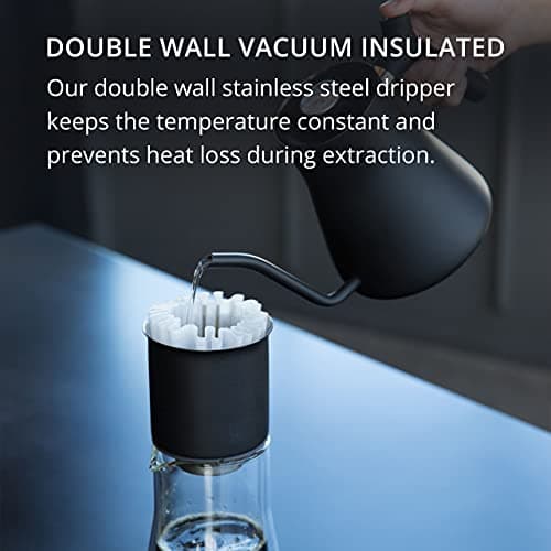 Fellow Stagg [XF] Pour-Over Coffee Maker Set - Kit Includes Stagg [XF] Pour-Over Dripper, Stagg Double Wall Glass Carafe, and 30 Paper Filters