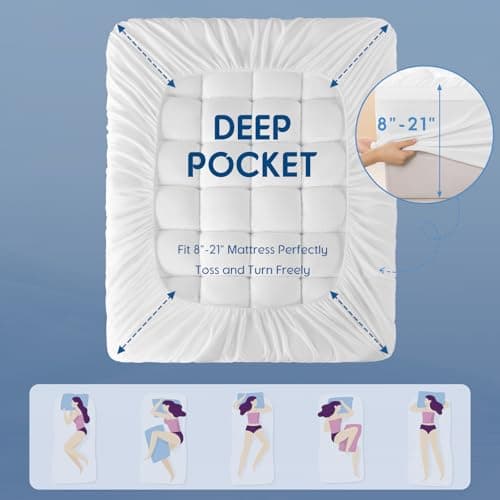 Baauye Memory Foam Mattress Topper King Size with Breathable 3D Air Mesh Sides, 1300GSM Extra Thick Plush Mattress Pad with 6"-18" Deep Pocket-(78"x80")