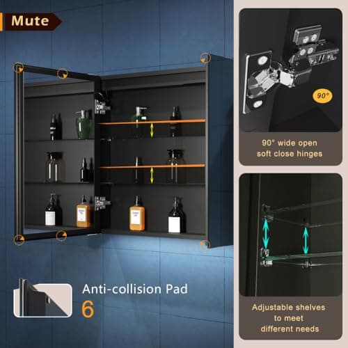 KWW Inch LED Lighted Bathroom Medicine Cabinet with Mirror (31 * 28), Sliver, KWWMC80