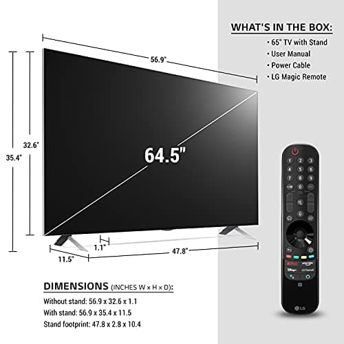 LG 65QNED99UPA Alexa Built-in QNED MiniLED 99 Series 65" 8K Smart UHD NanoCell TV (2021), Silver