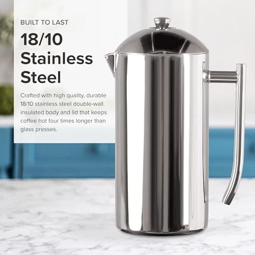 Frieling Double-Walled Insulated French Press Coffee Maker - 17 Oz Stainless Steel French Press for Smooth Coffee, Cold Brew & Camping