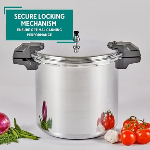 Mirro - 7114000221 Mirro 92122A Polished Aluminum 5 / 10 / 15-PSI Pressure Cooker / Canner Cookware, 22-Quart, Silver