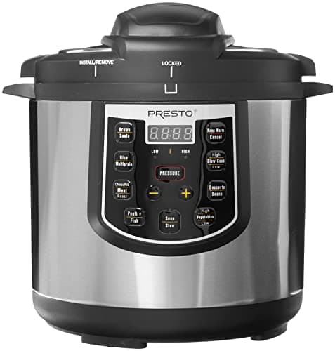 Presto 02141 6-Quart Electric Pressure Cooker, Black, Silver, Stainless steel