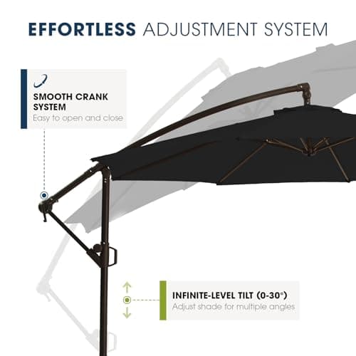 wikiwiki 10ft Patio Umbrellas Offset Outdoor Umbrella Cantilever Hanging Umbrellas w/Infinite Tilt, Fade Resistant Waterproof RECYCLED FABRIC Canopy & Cross Base, for Yard, Garden & Deck, Carbon