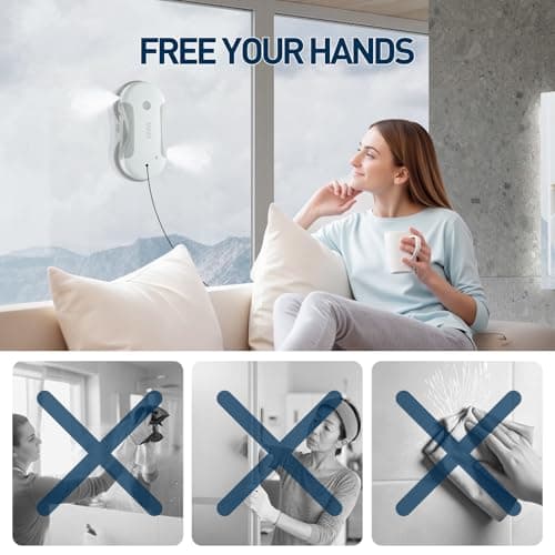 Window Cleaning Robot, 5800Pa Intelligent Window Cleaner Robot with 80ml Dual Water Spray, with Path Planning and Edge Detection for Interior/Exterior Highrise Windows
