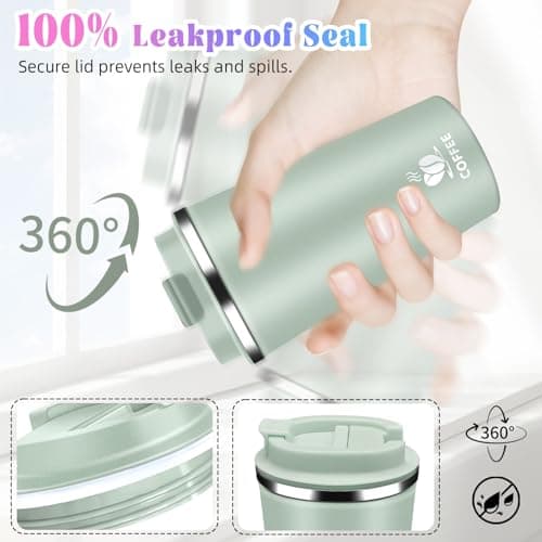 Hwawhin 17oz Insulated Travel Coffee Mug with Flip Lid – Leakproof Stainless Steel Insulated Coffee Tumblers, Reusable Coffee Cup for Hot & Cold Drinks, Perfect for Camping & On-the-Go