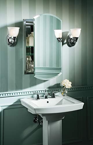KOHLER 3073-NA Archer 20" W x 31" H Aluminum Single-Door Bathroom Medicine Cabinet with Mirror, Recessed or Surface Mount Bathroom Wall Cabinet, Beveled Edges