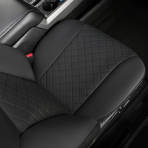 GIANT PANDA Front Car Seat Covers Custom Fit Ford F150 F250 F350 F450 Super Crew/Crew Cab Pickup Trucks, Front Seats Fabric Protectors (Black) 2-Pack