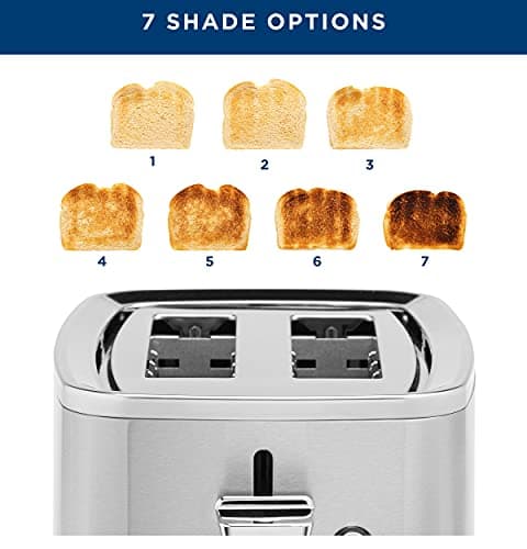 GE 2 Slice Stainless Steel Toaster, Extra Wide Slots for Toasting Bagels, Breads, Waffles & More, 7 Adjustable Shade Settings, Removable Crumb Tray, Countertop Kitchen Essentials, 850 Watts