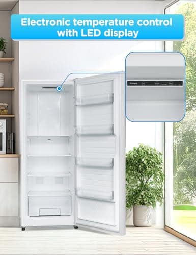 Commercial Cool 11.1 Cu. Ft. Convertible Freezer Refrigerator, Upright Fridge with Glass Shelves, Reversible Door, Garage Ready, ENERGY STAR rated, Auto Defrost, CCUC1110GW, White