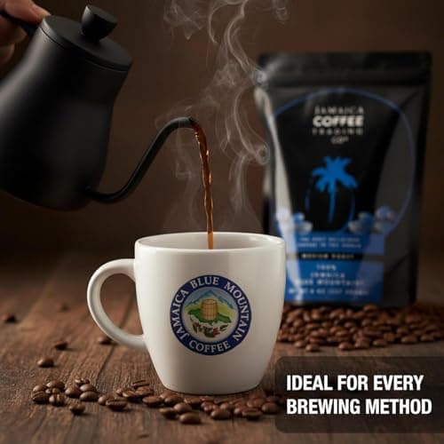 100% Jamaica Blue Mountain Coffee Beans No. 1, 227grams / 8oz - Medium Roast Whole Coffee Bean - 100% Pure Arabica, Small Batch Roasted - JACRA Certified, Low Acidity, Ethically Sourced