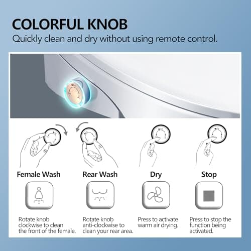 Upgrade Smart Bidet Toilet Seat Elongated, Electronic Heated Bidet with Adjustable Warm Air Dryer, Unlimited Warm Water, Night Light, Slow Closed Toilet Seat & Lid, Remote Control