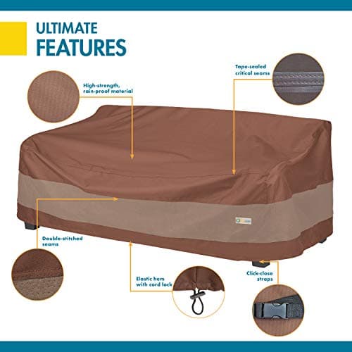 Duck Covers Ultimate Waterproof Patio Sofa Cover, Outdoor Couch Cover with All Weather Protection, Patio Furniture Covers with Attachment Strap, 77"W x 35"D x 35"H, Outdoor Sofa Cover