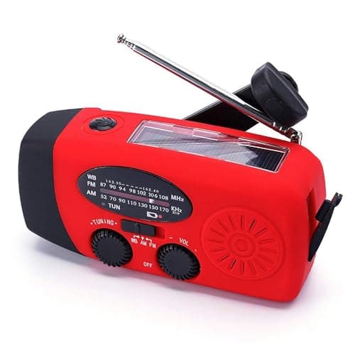 FM/AM/NOAA Weather Radio Hand Crank Self Powered Solar Portable Mini Emergency Survival Radios with 3 LED Super Bright Flashlight 2000mah Battery Operated Power Smart Phone Charger,SOS