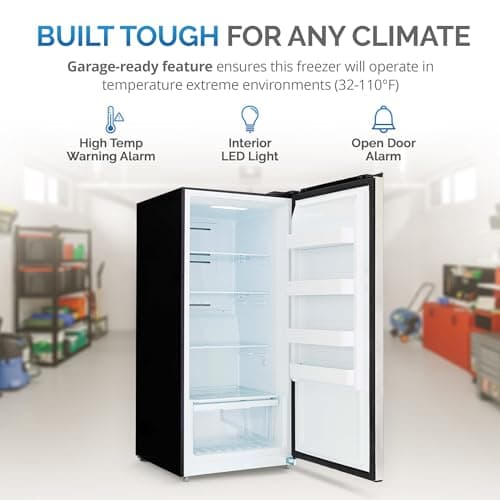 Newair 13.8 cu. ft. Upright Freezer, Fridge Freezer Convertible, Garage Ready Refrigerator, Frost Free Freezer with Door Alarm, Stand up Deep Freezer, Garage Freezer with LED Light