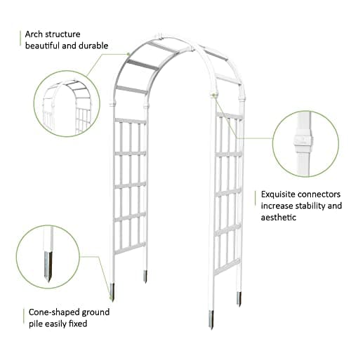 41" W x 86" H Vinyl Arbor, Vinyl Arch, Garden Arch Arbor for Outdoor, Yard, Garden, Climbing Plants - White