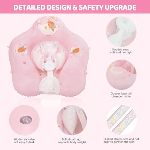 Baby Float with Canopy,Infant Pool Float with Safety Seat,Baby Swimming Float & Swim Float & Water Float UPF50+ UV Protection for Toddler from 3 to 36 Months.(S:3-12 Month/L:6-36 Month)
