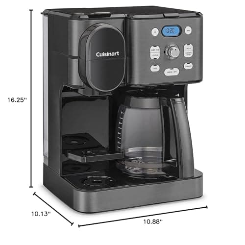 Cuisinart Coffee Maker, 12-Cup Glass Carafe, Automatic Hot & Iced Coffee Maker, Single Server Brewer, Black Stainless Steel, SS-16BKS