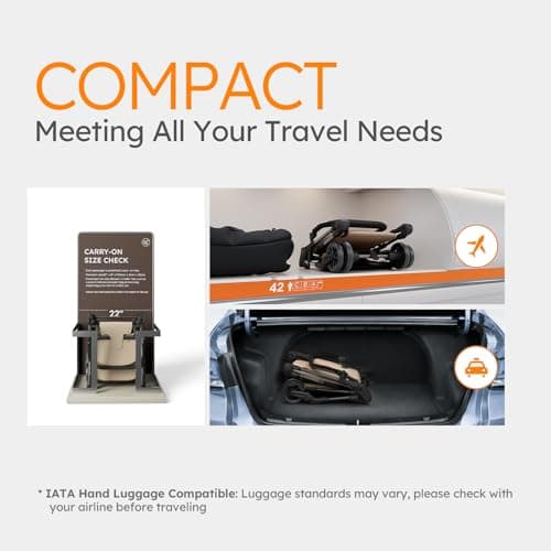 Lightweight Baby Strollers for Airplane, Ultra-Compact Travel Stroller, Light & Strong Portable Toddler Stroller with Carbon Fiber Frame and UPF 50+ Waterproof Fabric, Only 9.9 lbs, Brown