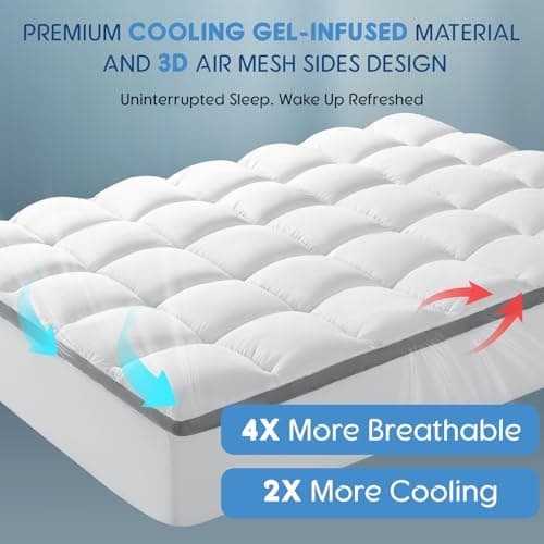 Baauye Memory Foam Mattress Topper King Size with Breathable 3D Air Mesh Sides, 1300GSM Extra Thick Plush Mattress Pad with 6"-18" Deep Pocket-(78"x80")