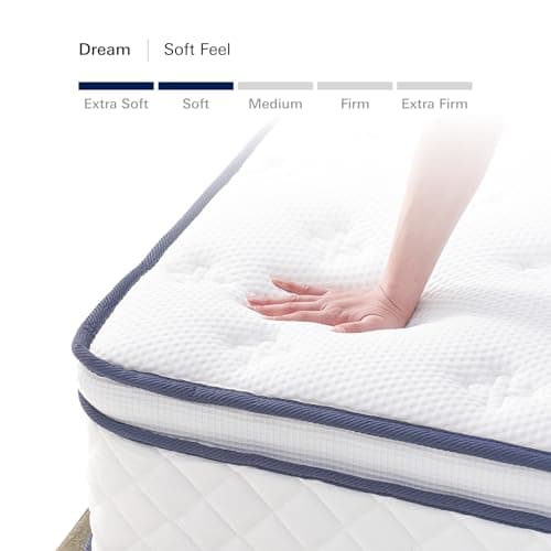 Plush Dream King Mattress 12 Inch Hybrid Pocketed Springs - Mattress in a Box with Memory Foam, Soft Plush Feel, Motion Isolation, Multi-Zone Spinal Support