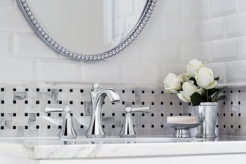 Moen Wynford Chrome Two-Handle Widespread High-Arc Bathroom Faucet with Lever Handles, Valve Required, T4520
