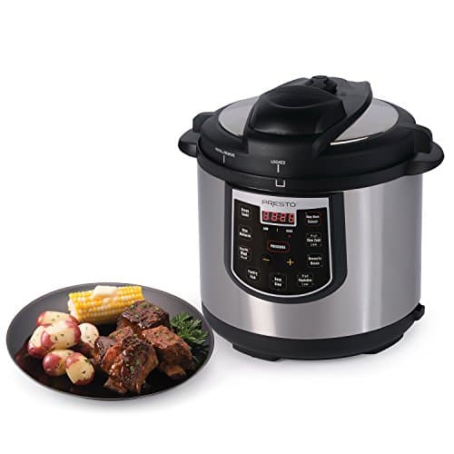 Presto 02141 6-Quart Electric Pressure Cooker, Black, Silver, Stainless steel