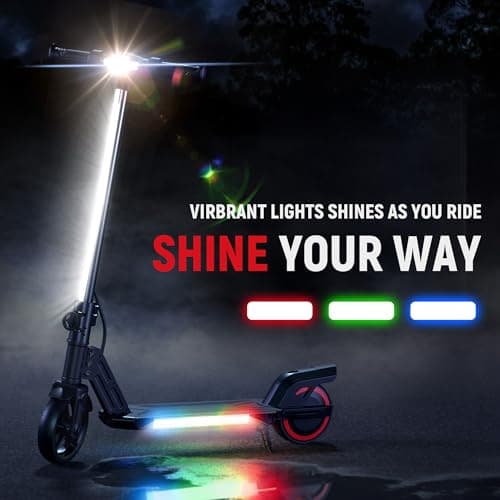 Foldable Electric Scooter for Kids, with Bright Front LED Lights,Shining Pedal Lights, LED Display, Dual Brakes 150W Motor Kids Electric Scooter, UL2272 Certified
