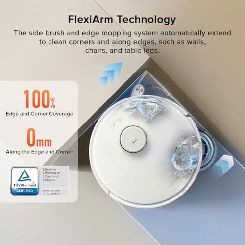 roborock Qrevo Curv S5X Robot Vacuum and Mop, 17000Pa Suction, Zero-Tangling Design, FlexiArm Side Brush, Smart Obstacle Avoidance, Self-Washing & Drying & Emptying for Carpet, Pet Hair, Hard Floor
