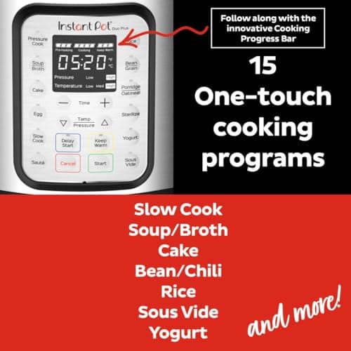 Instant Pot Duo Plus 9-in-1 Multicooker, Pressure Cooker, Slow Cook, Rice Maker, Steamer, Sauté, Yogurt, Warmer & Sterilizer, Includes App With Over 800 Recipes, Stainless Steel, 6 Quarts
