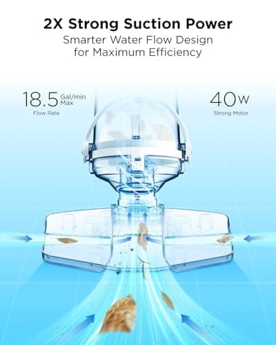 InoKraft Cordless Pool Vacuum Cleaner, Rechargeable, Handheld Pool Vacuum for Above Ground and Inground Pools, Transparent Head, 59” Extendable Pole, for Leaves, Debris, Shallow Steps, Blue