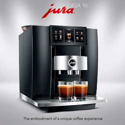 Jura GIGA 10 Automatic Espresso Machine (Diamond Black) Bundle with Water Stabilizer, Milk System Cleaner Mini-Tabs, Cleaning Tablets, Milk Containers, and Capresso Coffee Bean (6 Items)