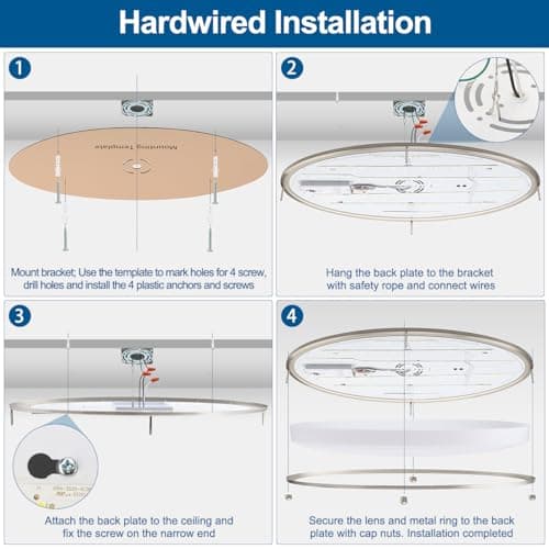 DAKASON 32In Oval LED Flush Mount Light for Kitchen/Living Room, 50W Large LED Ceiling Light Fixture, 3500K/4000K/5000K Adjustable, Dimmable for Dining Room/Bedroom