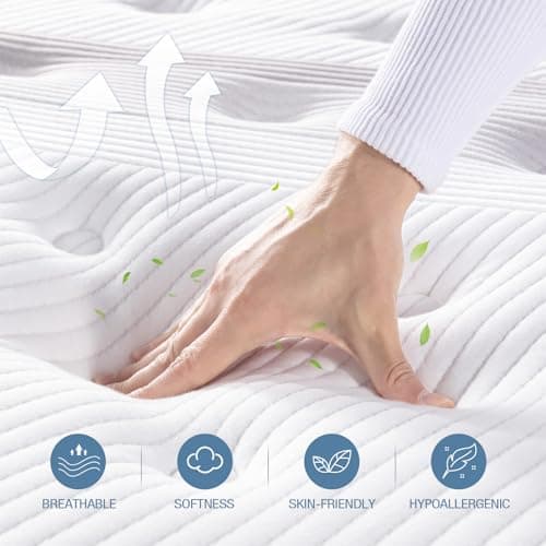 Queen Mattress, 14 Inch Queen Size Hybrid Memory Foam and Individual Pocket Spring,Motion Isolation,Medium Plush Mattress in Box,Pressure Relief, Edge Support Upgrade
