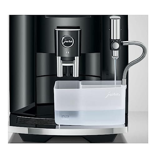 Jura E8 5th Gen Automatic Coffee Machine (Piano Black) Stainless Steel Espresso Machine, Powerful Blending Features Bundle with Glass Milk Container (2 Items)